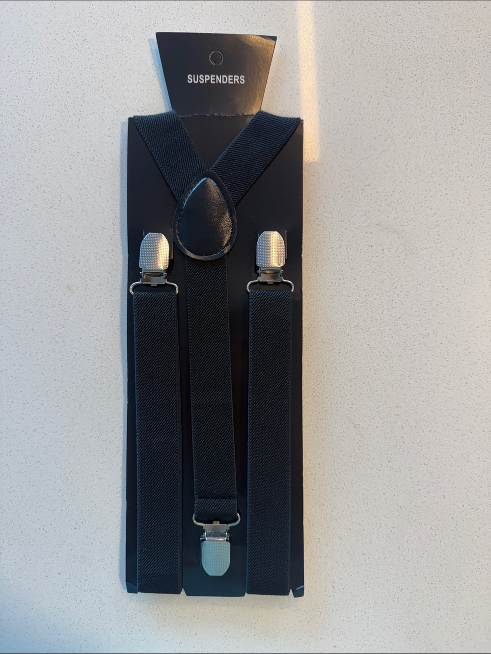 Classic Black Men's Suspenders with Silver Clips